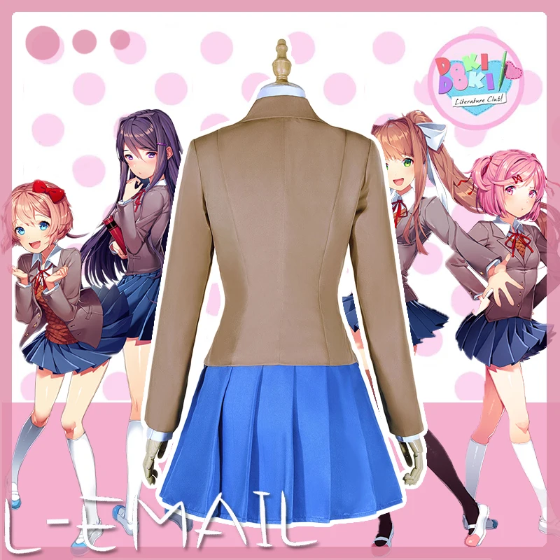 Sayori Yuri Natsuki Monika Косплей Костюм Doki Literature Club косплей школьная форма аниме костюмы на Хэллоуин для женщин