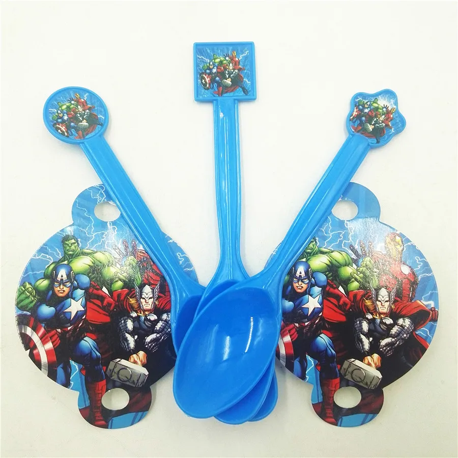 

10pc Plastic Spoon Avengers Party Supplies Cartoon Theme Birthday Christmas Festival Party Decoration Superhero Kids Event Favor