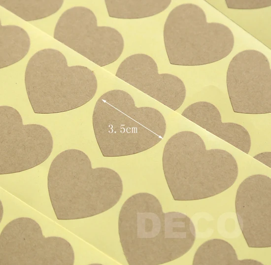 

100pcs/lot Lovely heart shape kraft paper packaging label Adhesive Sticker(tt-1544)