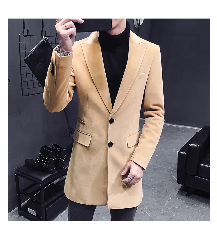 Зимние пальто, мужские куртки из кроличьей шерсти, тренчкот, Мужская ветровка высокого качества, деловая повседневная мужская куртка, размер S-3XL