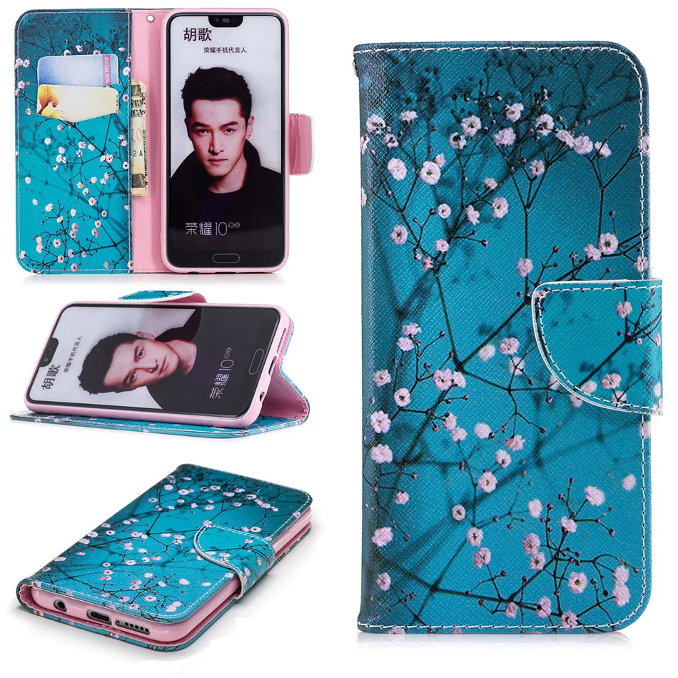 Роскошный чехол для телефона huawei P Smart Plus P9 P20 P30 Pro mate 10 20 Lite Y5 Y6 Y7 милый чехол с откидной крышкой с рисунком сливы DP07Z