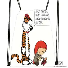 Пользовательские calvin-and-hobbes-12 походная сумка на шнурке милый рюкзак для детей(черная спинка) 31x40 см#180611-03-120