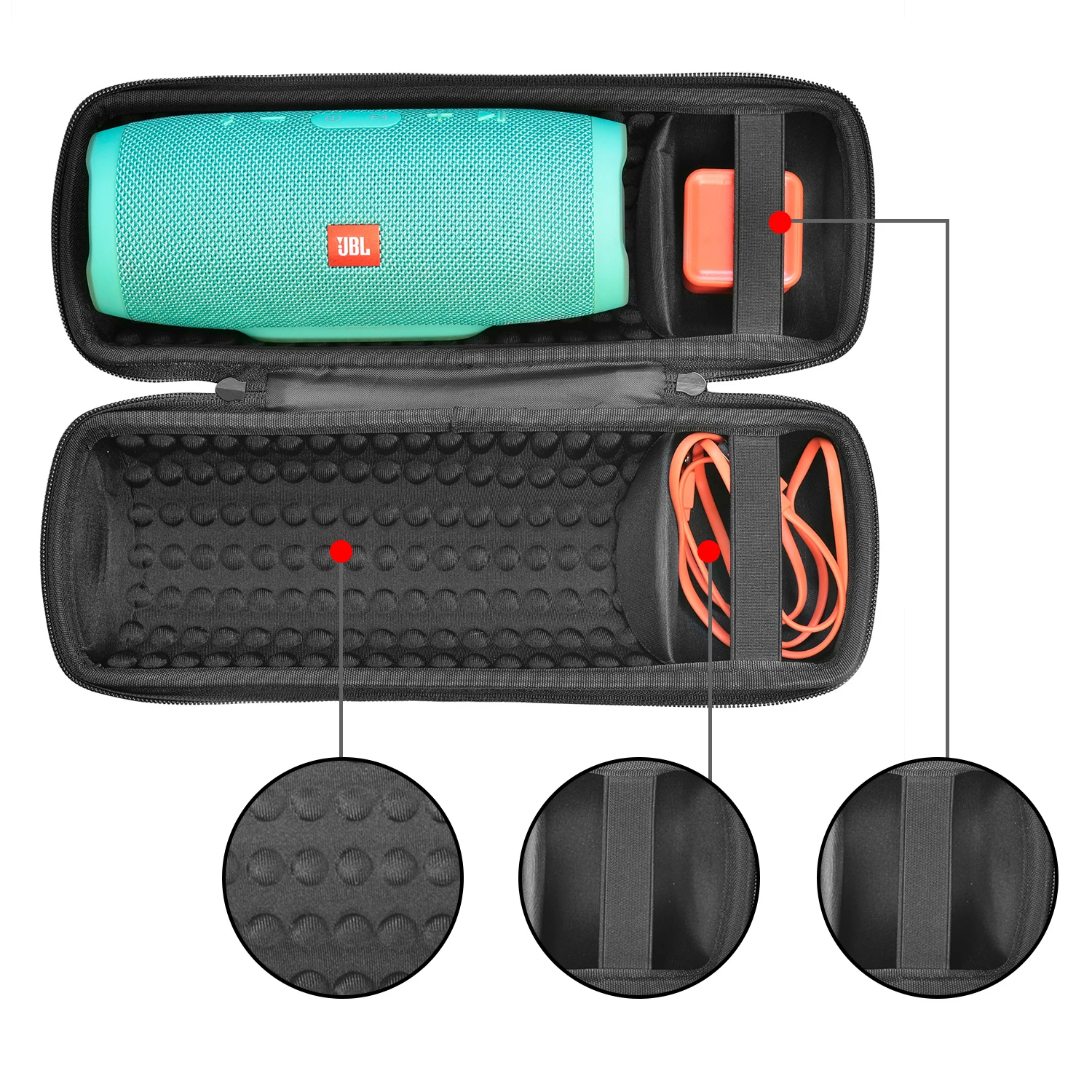 

Newest EVA Hard Wireless Bluetooth Speakers Cases For for JBL charge3 charge 3 Extra Space For Plug&Cables Storage Zipper Bags