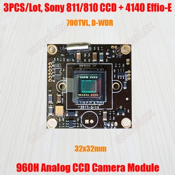 

3PCS/Lot 32x32mm 700TVL 1/3" Sony 811 810 CCD Effio-E 4140 DSP 960H Analog CCTV Camera Module Board w/ OSD Control Video Cable