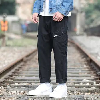 

Plus Size M-5XL Mens Streetwear Tactical Pants Fashion Plain Color Baggy 100% Cotton Cargo Pants Workout Trousers Men XXXXXL