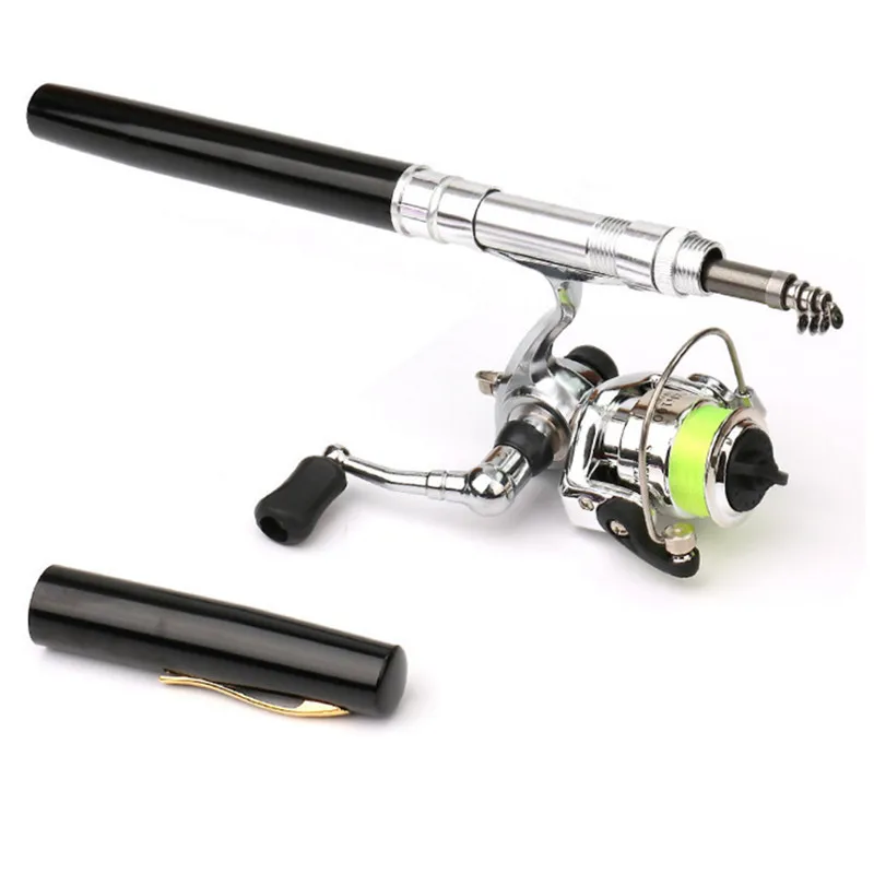 Mini Pocket Pen Shape Aluminum Alloy Fishing Rod Portable Baitcasting Rods Pole + Fishing Reel Set Combos Pesca