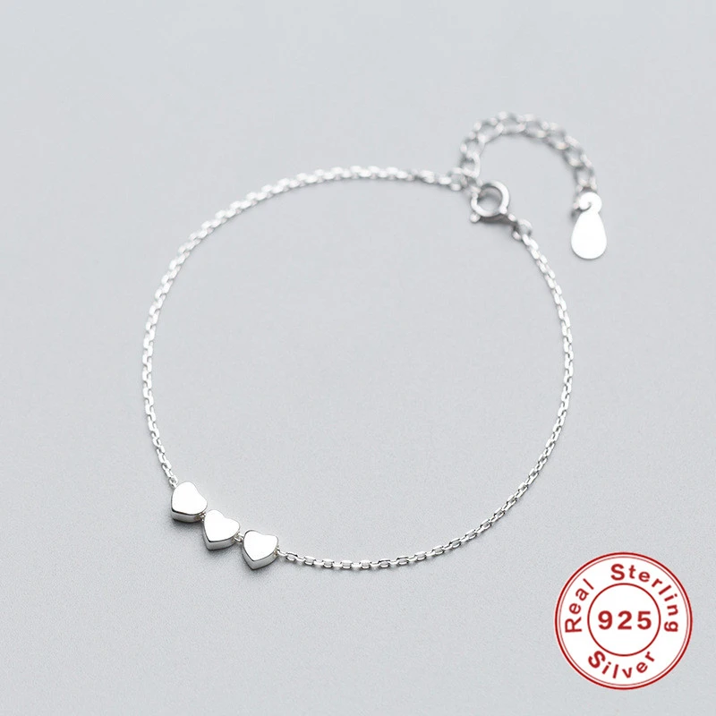 

2019 NEW 925 Sterling Silver Bracelets for Women Love Heart Pendant Charm Bracelet Female Girls Korean Bracelet Bangle Jewelry