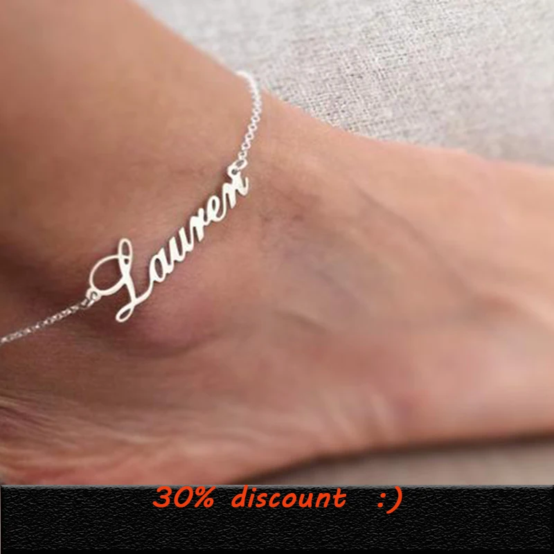 

Custom Name Anklets Personalized Gold stainless steel Leg Chain Bohemian Ankle Foot Jewelry Gold Nameplate Ankle Bracelet
