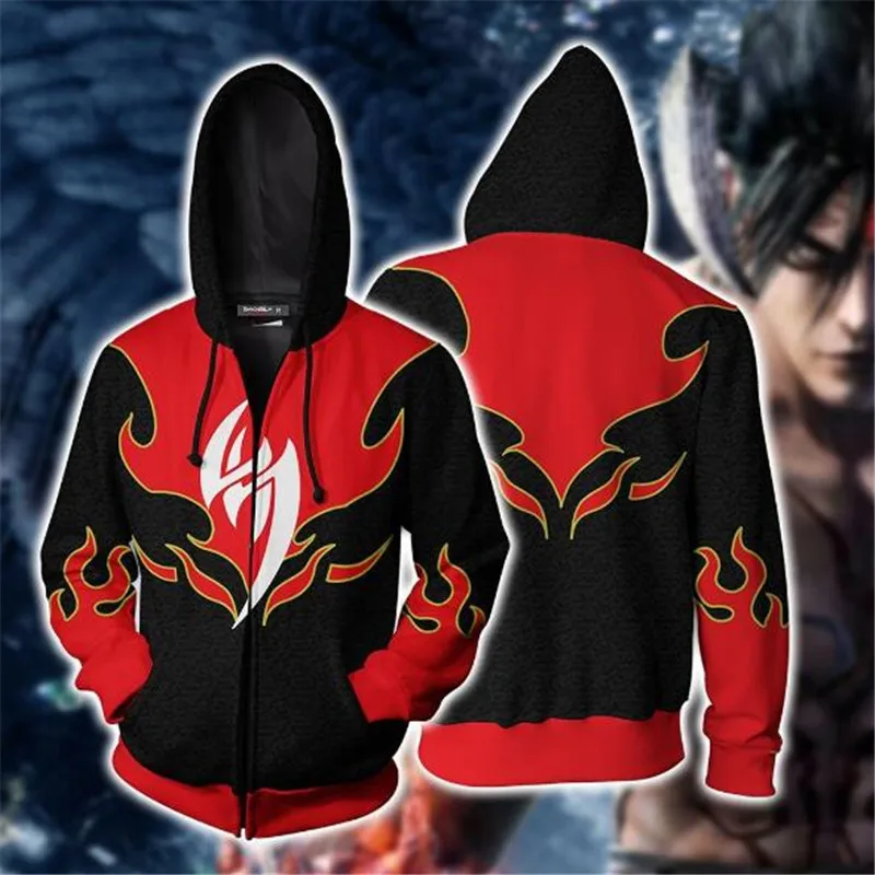 Костюм для косплея Tekken Kazama Jin худи на молнии Мужской и Женский Повседневный