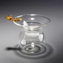 Короткий прозрачный термостойкий стеклянный чайный фильтр Кронштейн офисный кунг-фу чайный сервиз аксессуары ручной работы Puer Tieguanyin фильтр