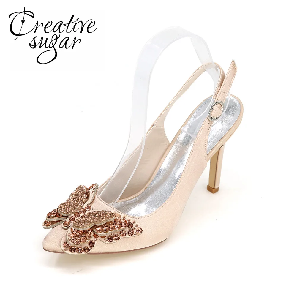 Атласные туфли с острым носком и ремешком на пятке 7 цветов|shoes with rhinestones|pointed toe