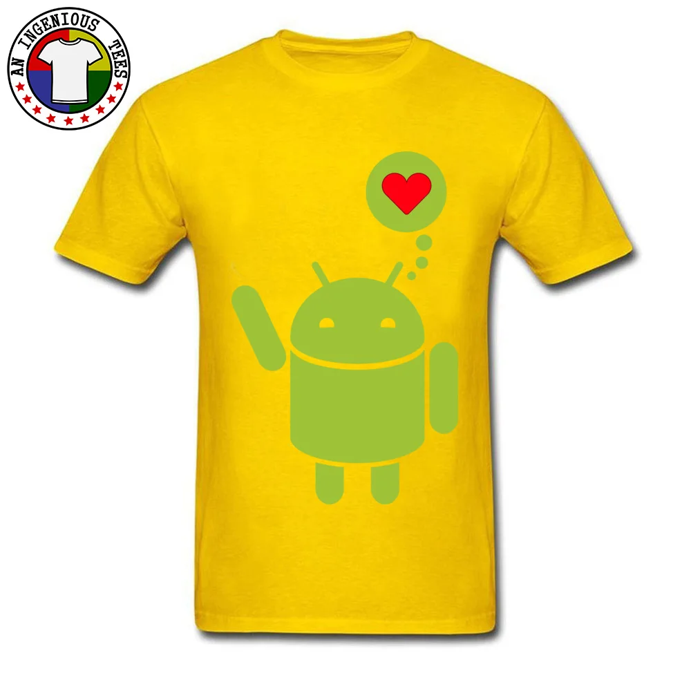NormalDesign Short Sleeve Tops Shirts Summer Fashion O-Neck Pure Cotton Tee Shirts Male T-Shirt Droid in Love  Droid in Love yellow