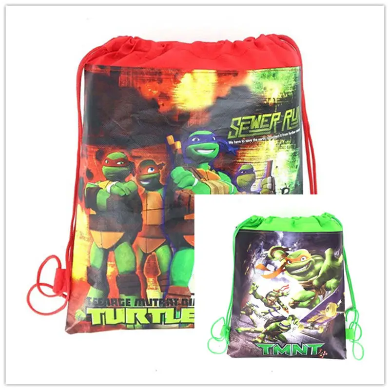 

1pcs Boys Favor TMNT Theme Drawstring Bags School Portable Backpack Handbag Kid Travel Cotton Pouch Storage Clothes Shoes Bags