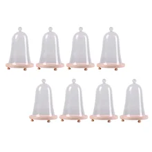 8 шт. декоративные из прозрачного стекла Клош колокольчик чехол дисплея с деревенской деревянной основой Настольный центральный купол