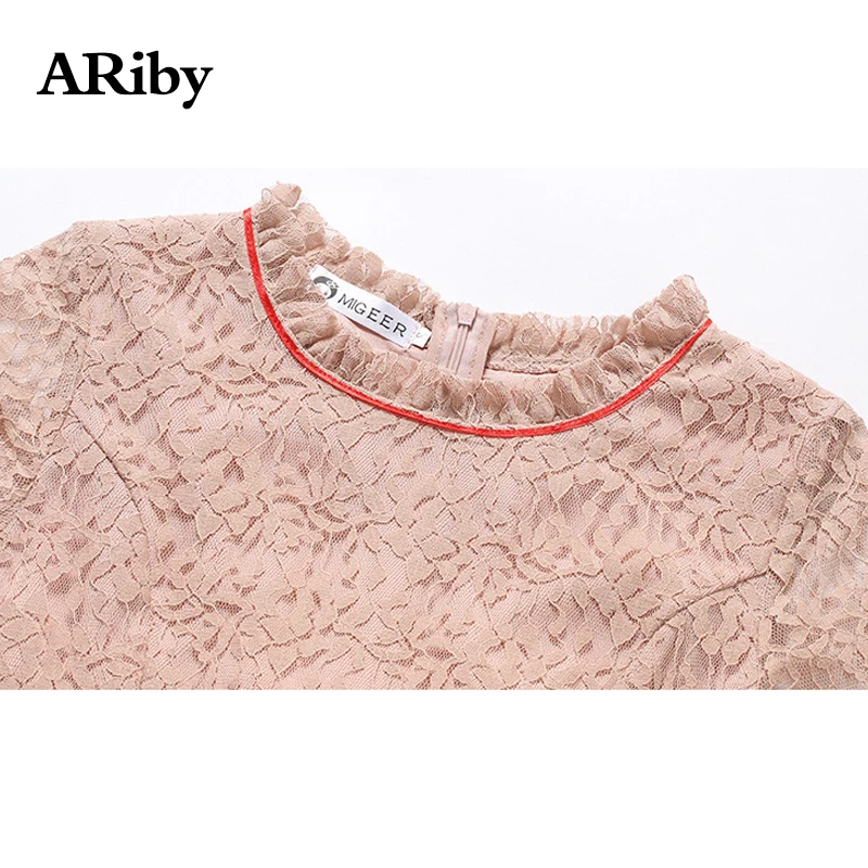 High-end Women Party Dress 2019 New Summer Sweet Style Embroidered Lace Dress Short Sleeves Solid Slim A-Line Knee-Length Dress