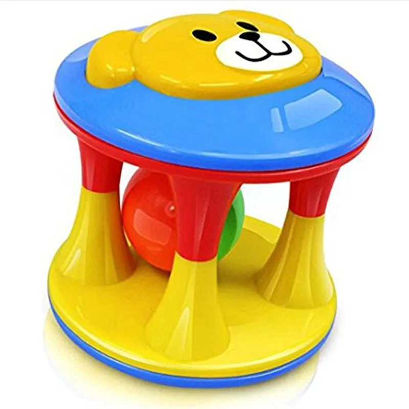 

1XFunny Colorful Baby Ring Toy Double Face Bear Ball Rattle Hand Shaker Toy
