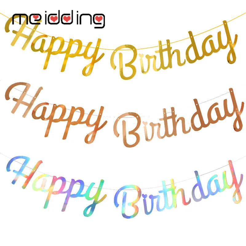 

1PCS Happy Birthday Paper Banner Baby Shower Birthday Party Decorationu Unicorn Rainbow Birthday Banner Bunting Garland Flags