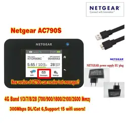 Доставка DHL, лот из 10 шт. разблокирована cat6 300 Мбит/с NETGEAR 790 S ac790s AirCard 4 г LTE карман маршрутизатор Wi-Fi плюс 2 шт. антенны