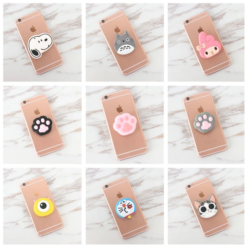 

Universal Expanding socket finger holder Cartoon air bag phone Stand Flexible Silicone Cellphone Stand For Samsung Xiaomi Huawei
