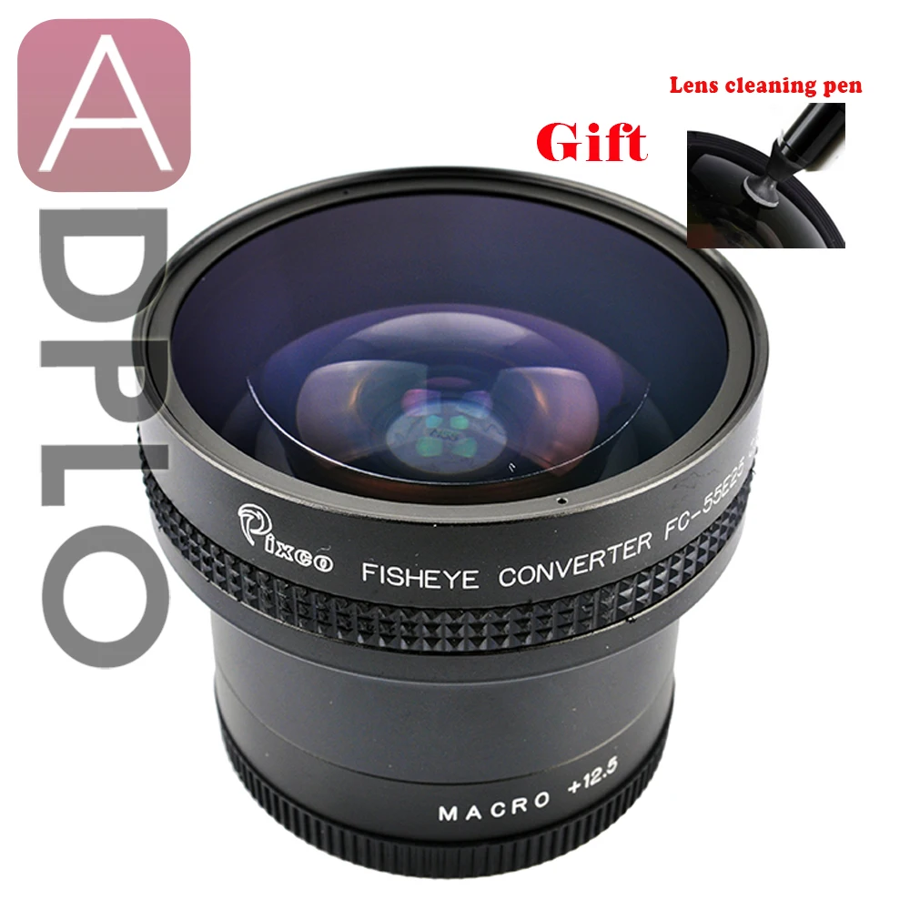 

Pixco 55mm 0.25X Super Fisheye Wide Angle Lens+with Lens Cleaning Pen