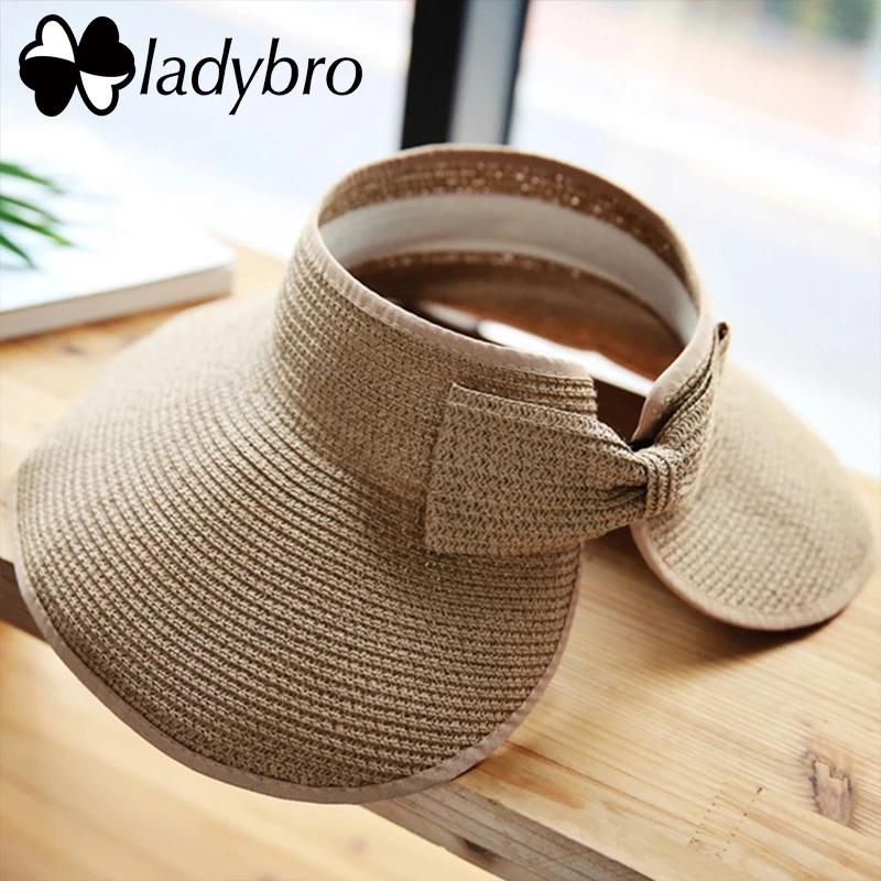 Женская Соломенная складная шляпа Ladybro летняя пляжная с широкими полями