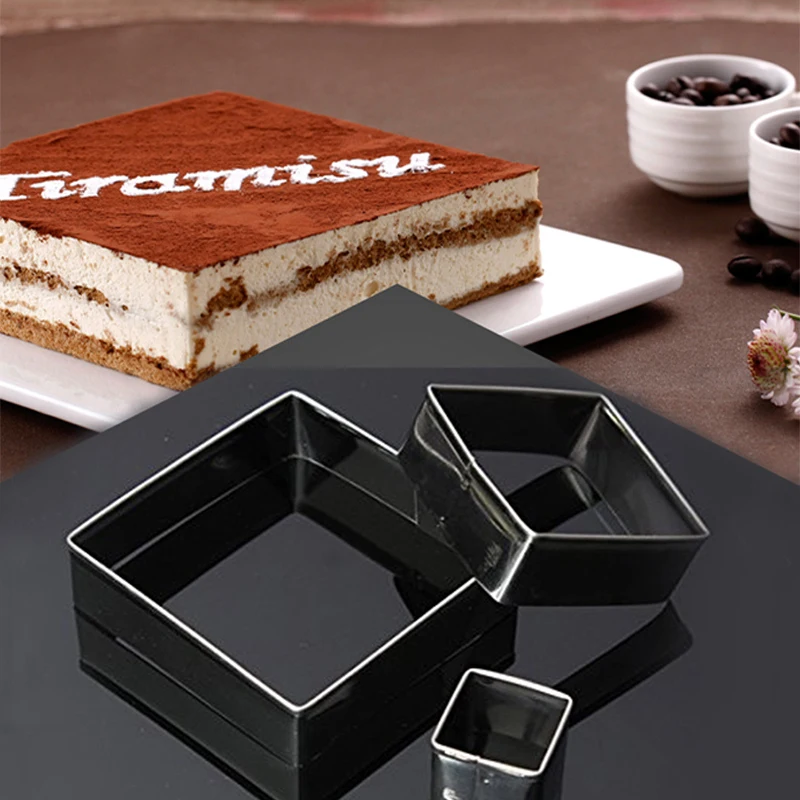 

Hot Sale 3pcs Stainless Steel Square Mousse Ring Baking Tool Kitchen Cake Baking Mould Biscuits Bread Cutter