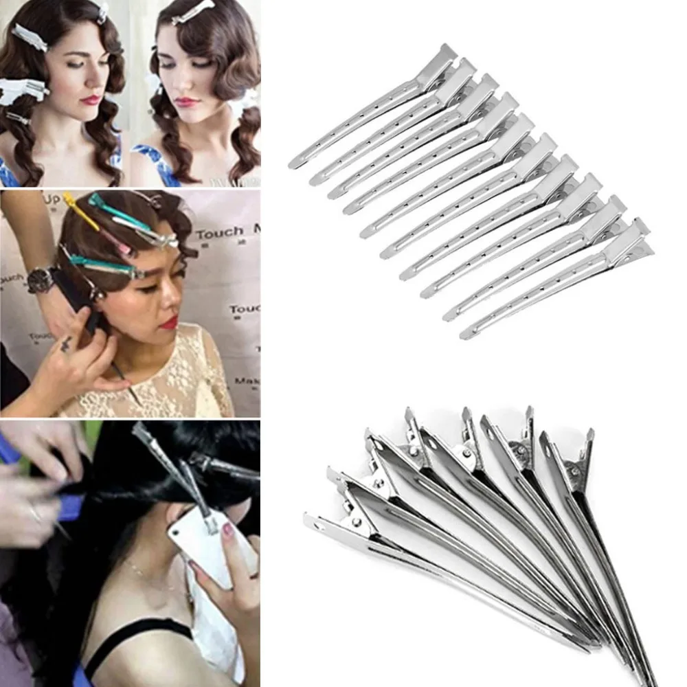 

12 Pcs Stainless Steel Duckbill Mouth Clips Professional Hairdressing Beak Hair Sectioning Crocodile Hairpins Salon Dying Stylin