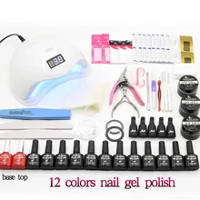 Набор для дизайна ногтей, отмачиваемый УФ-Гель-лак, маникюрный набор, 48 Вт, СВЕТОДИОДНЫЙ УФ-лак для отверждения, сушилка, базовый топ, набор для наращивания ногтей, Гель-лак, инструменты для ногтей