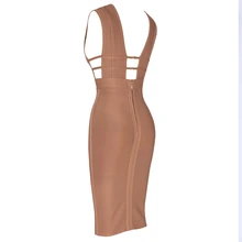 Ocstrade New Arrival Bandage Dress 2018 Sexy Camel Plunge Deep v Neck Bodycon Dress Cut Out Bandage Dress Rayon High Quality