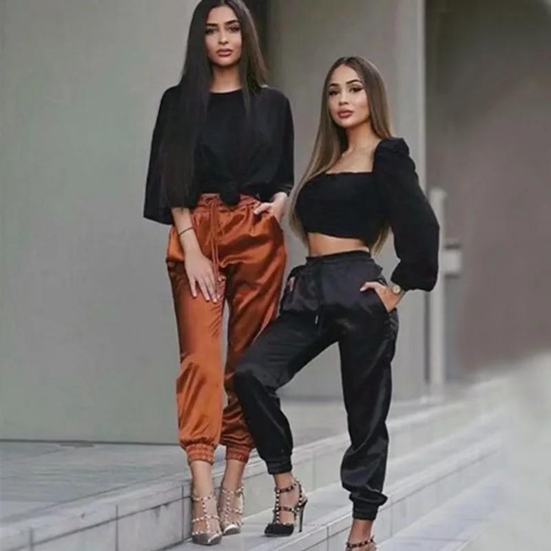 satin joggers womens