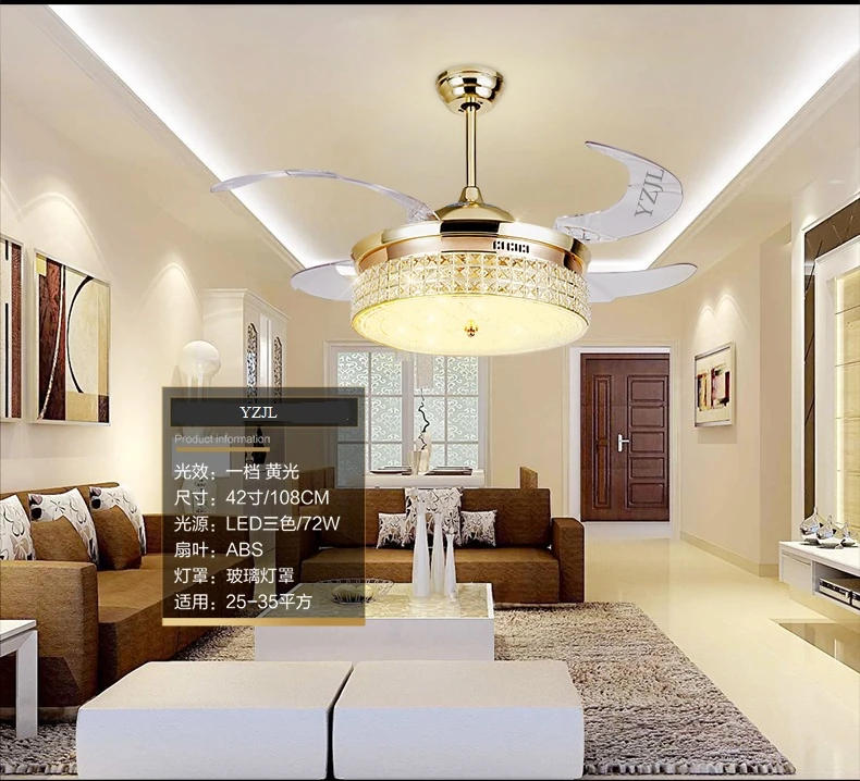 Online Lampu Kristal Fan 42 Inch Sederhana Yang Online Lampu Kristal Fan 42 Inch Sederhana Yang Modern Chandelier Ruang Makan Tamu Dalam Ruangan Led Dengan Remote Control