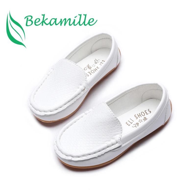 جديد أزياء أطفال أحذية حجم 21-38 الأطفال بو الجلود sneakers للطفل الفتيان/الفتيات قارب الانزلاق على لينة 5 اللون