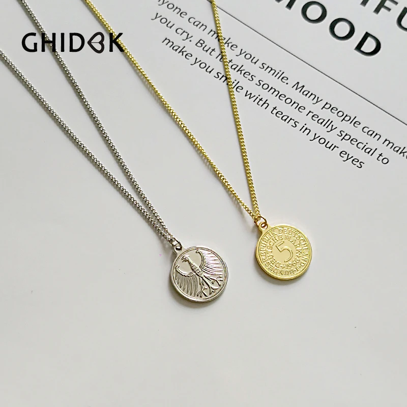 GHIDBK 18 мм немецкое кожаное ожерелье с подвеской монета массивное орлом ювелирные
