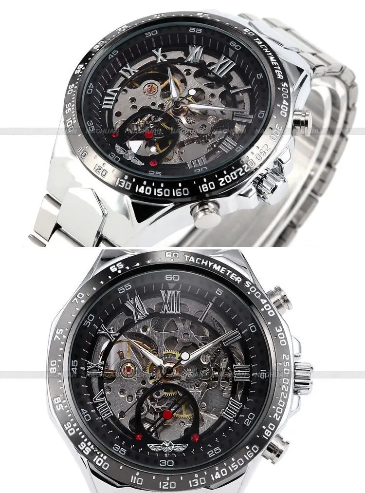 Winner mens watches top brand luxury Full Steel Skeleton Automatic Mechanical Watch men relojes clock men Relogio Masculino