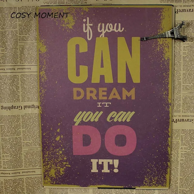 cosy moment inspirational words quote poster you can do it vintage