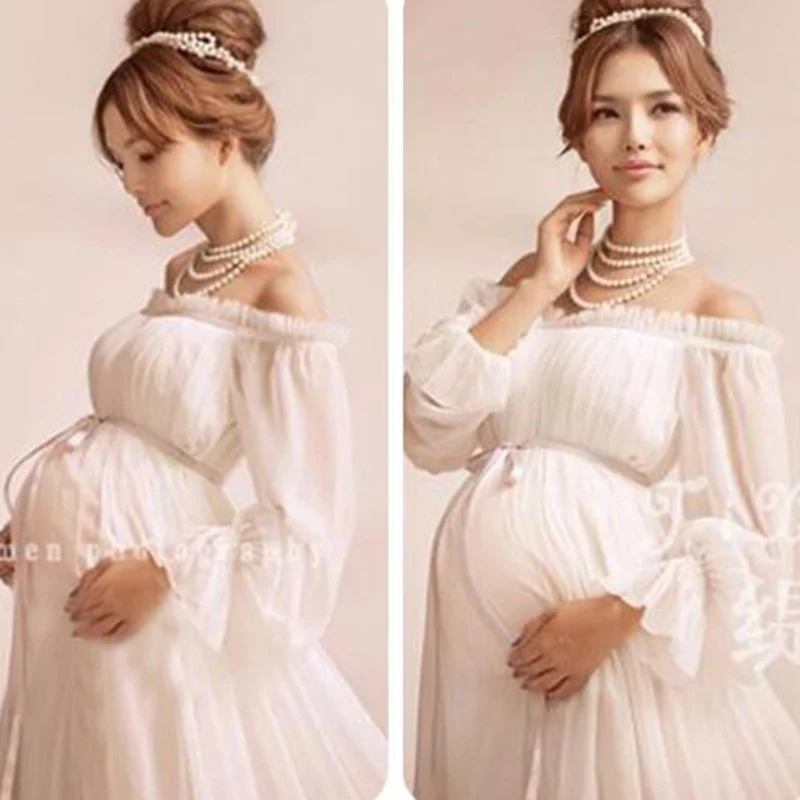 Robe en dentelle blanche de Style Royal | Robe de maternité, accessoires de photographie, robe longue de maternité, robe de nuit