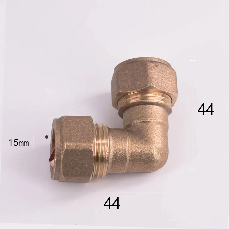 Fit Tube OD 15mm Brass Compression Fitting Union Elbow Connector Water