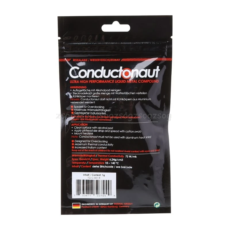 الحرارية أشيب Conductonaut 1g بطاقة جرافيكس CPU GPU سائل تبريد المعادن الحرارية مجمع برودة مروحة الحرارية J03 19 دروبشيب