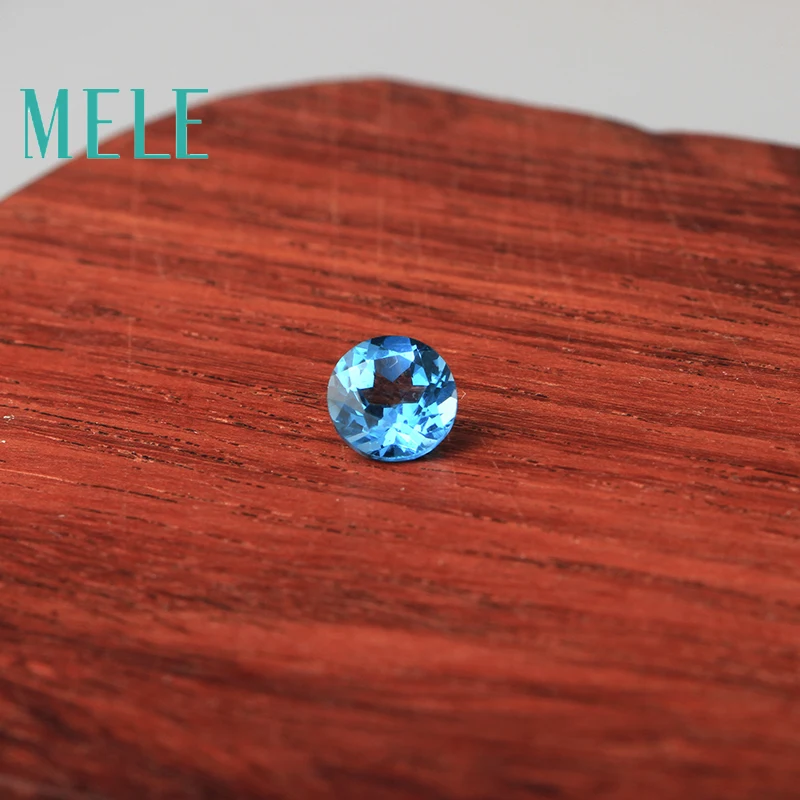 MELE Natural Blue topaz for jewelry making,Bright 6mm round cut loose gemstone,Jewelry with stone