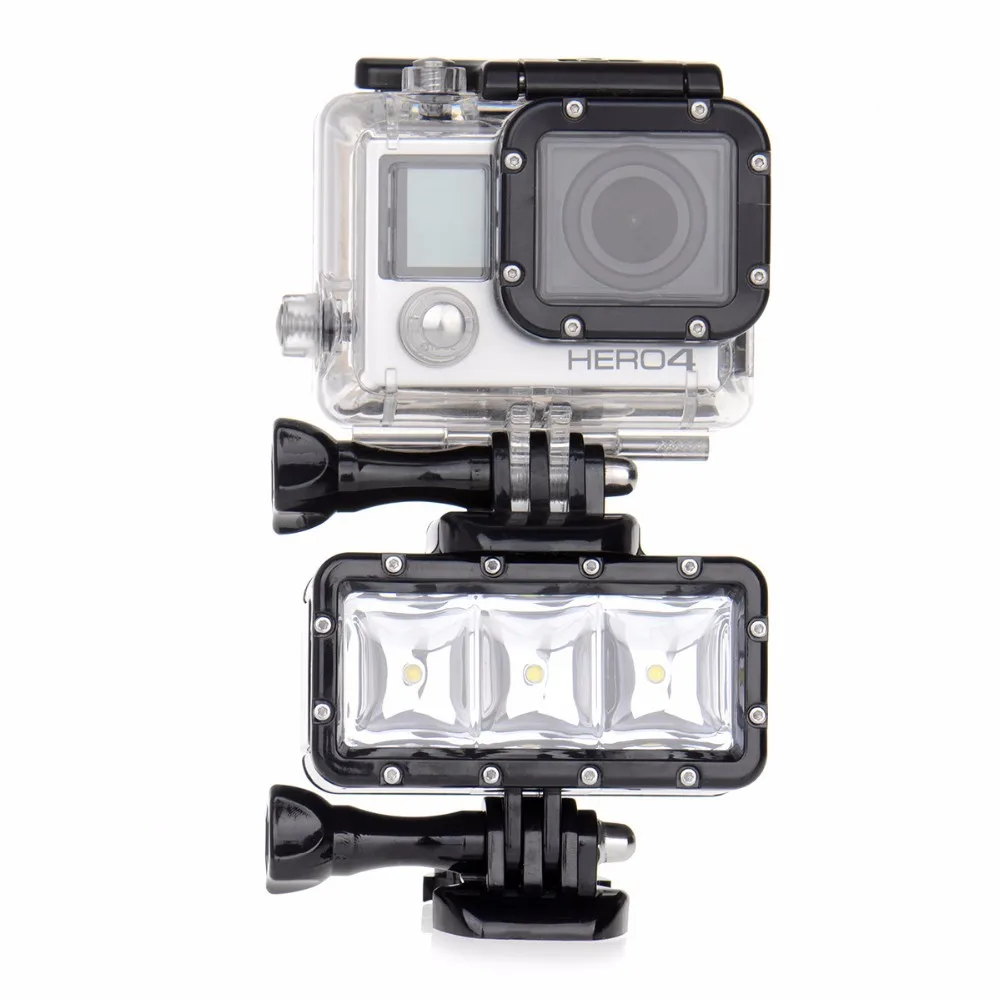 Подводный Водонепроницаемый Go Pro Дайвинг светодиодная вспышка лампа фонарик