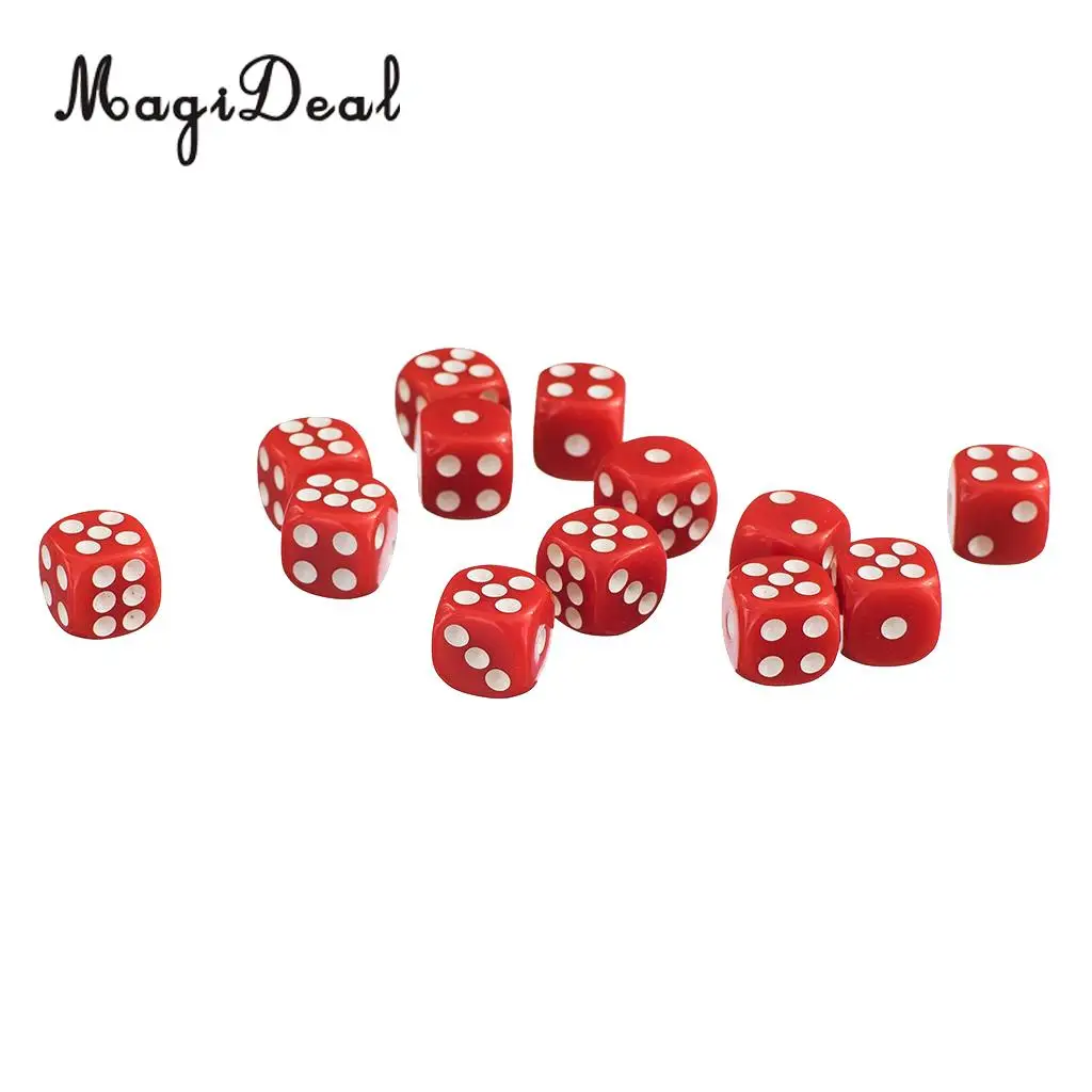 MagiDeal 50x12mm Opaque Acrylic Six Sided Spot Dice D6 for Friends Family Party Club Play D&D RPG TRPG Games Funny Toys 7 Colors