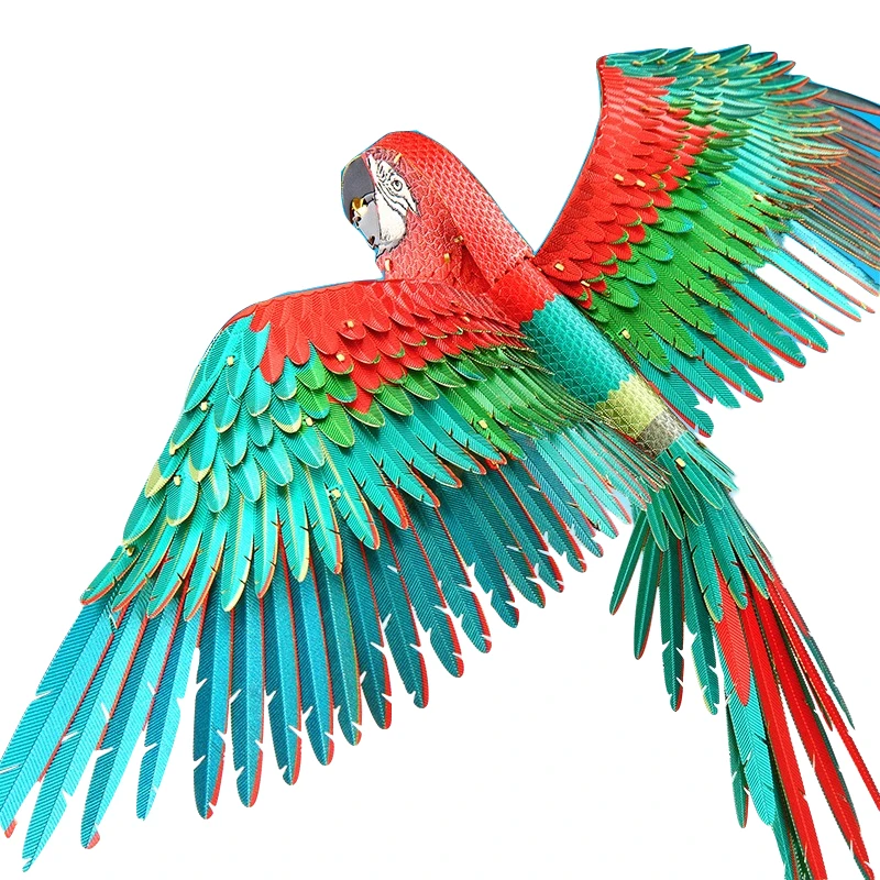 

2019 Piececool 3D Metal Puzzle Scarlet Macaw Model DIY Laser Cut Assemble Jigsaw Toy Desktop decoration GIFT For Audit Children