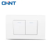 CHINT 118 Type Push Button Light Switches NEW5D Two Position Two Gang Two Way Switch Panel Can Single Control two empresses