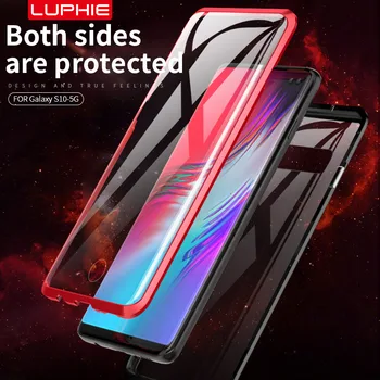 

LUPHIE Magnet Adsorption Metal Bumper Front Back Doub Tempered Glass protection Case for Samsung Galaxy S10 S9 Plus Note 10 8 9