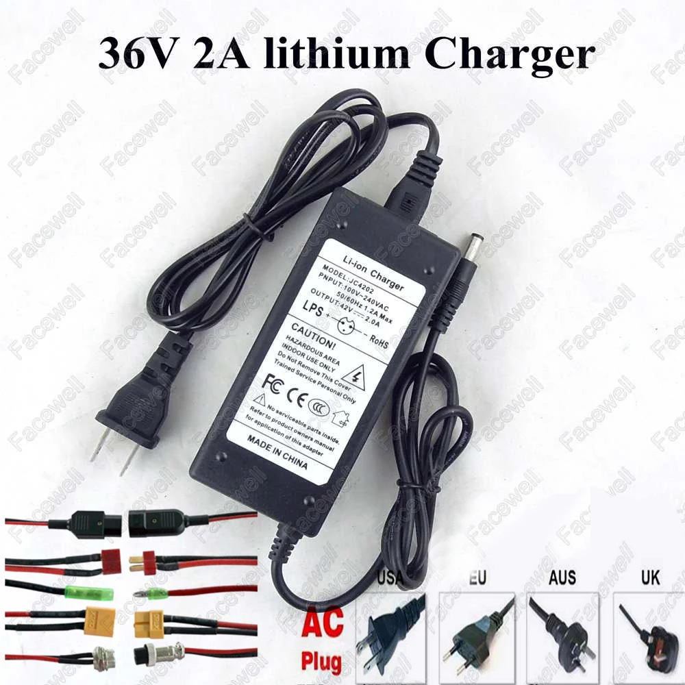 

36v 2A charger 42V 2A li-ion charger DC 5.2-2.1 XT-60 Anderson plug for electric wheelchair skateboard 36v scooter charger