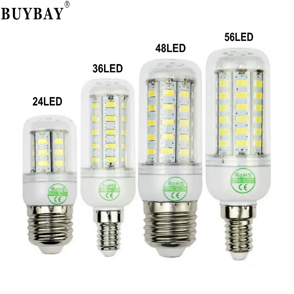 Ультра-яркий SMD5730 E27 E14 Светодиодная лампа 24 36 48 56 светодиодов 220 В Lampadine светодиодные лампы Bombillas лампада бесплатная доставка