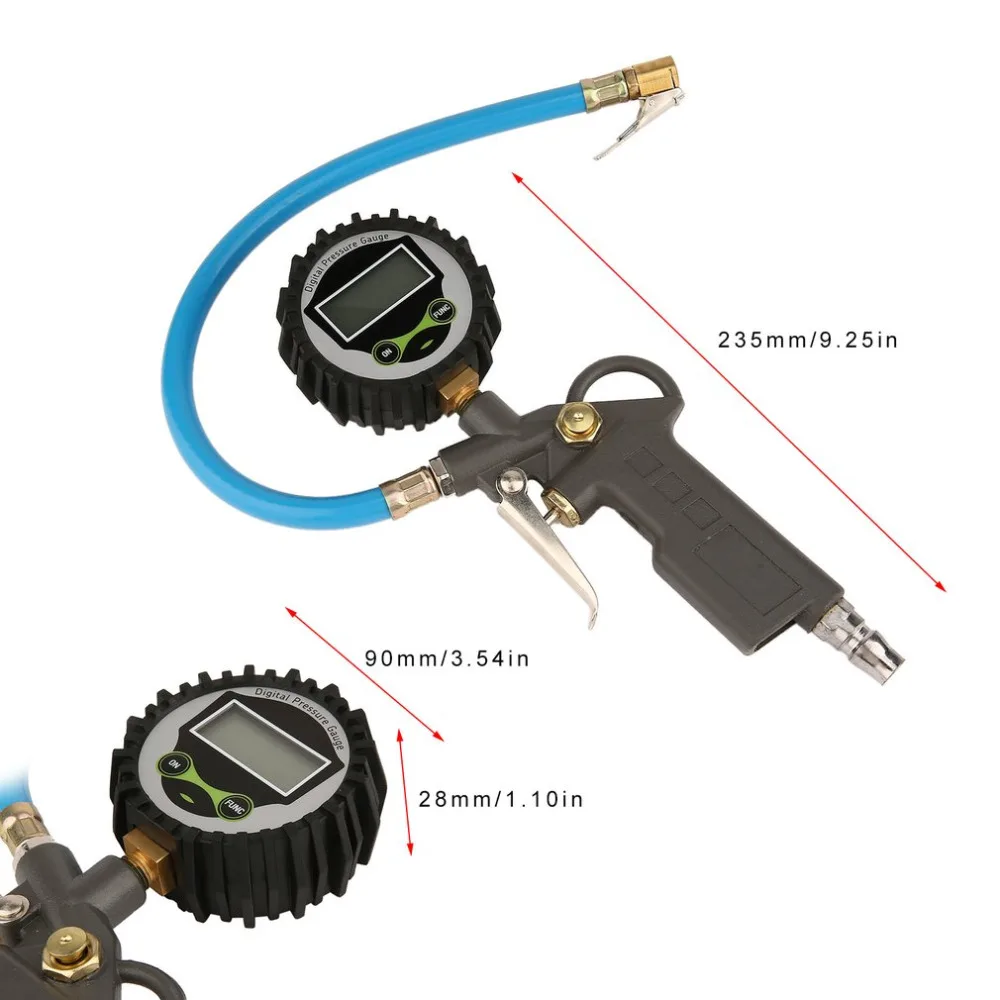 Высокоточный воздушный шиномонтажный пистолет, цифровой манометр для шин со шлангом, штепсельная вилка Volt Mete для автомобиля, инструменты для ремонта мотоцикла