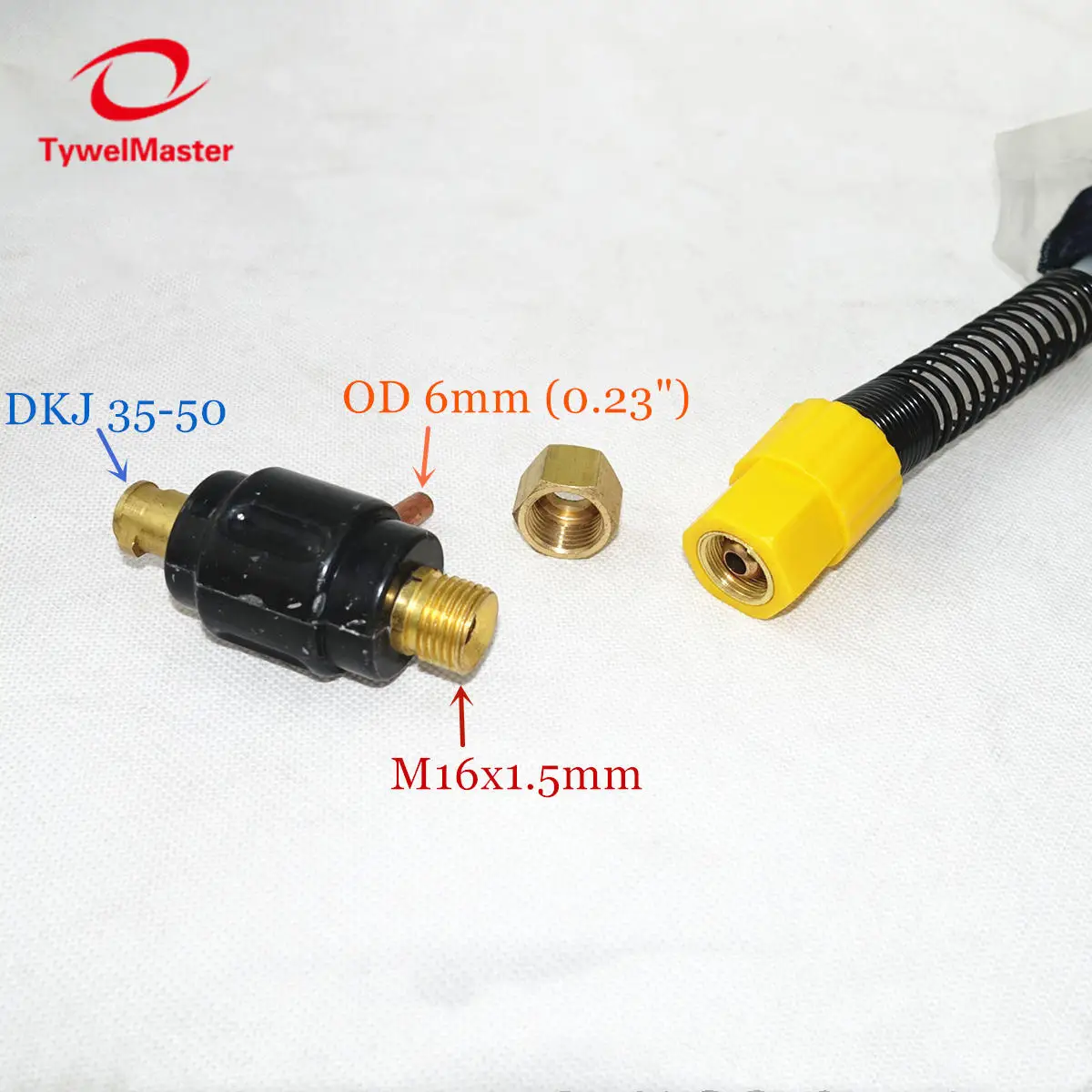 TIG Факел адаптер интегрированный газовый разъем питания M16x1.5 до 6 мм DKJ 35-50 отдельный газовый разъем питания