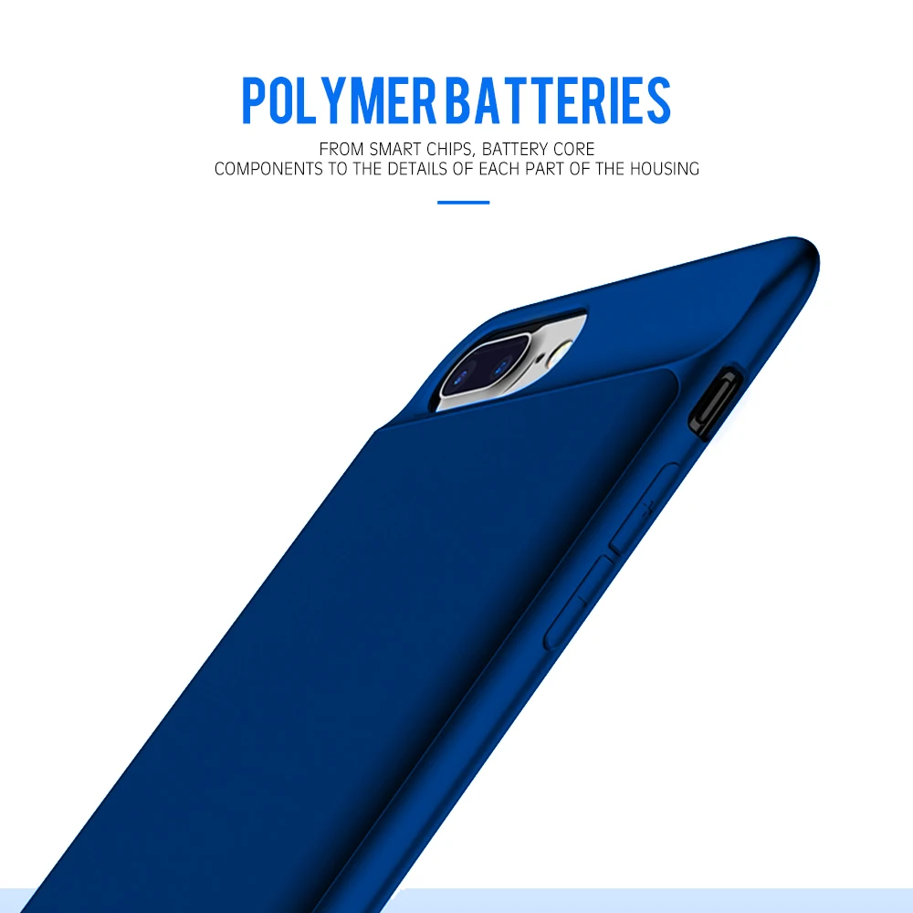 Topzero Power Bank Charger Case For Apple iPhone 6 6S 7 8 Back Clip Battery Case Cover TPU+PC 2500/5000mah Charging Cases Capa