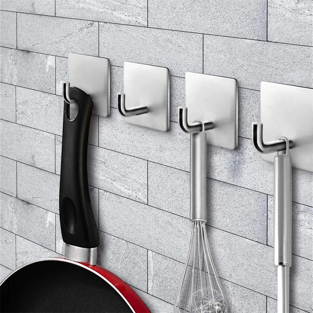 

Stainless Steel Towel Hooks/Bathroom Hook Suction Cup Self 4Pcs Wall Adhesive Storage Rack Cupboard Wall Hook Ophanghaakjes